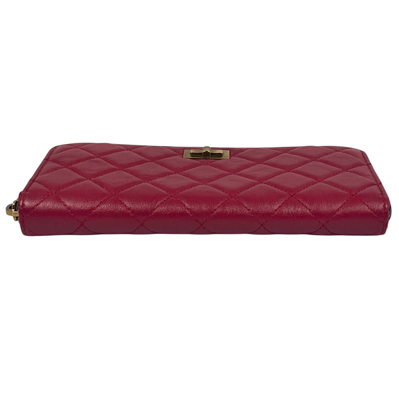 CHANEL Matelasse 2.55 Round Zip Long Wallet - Red 