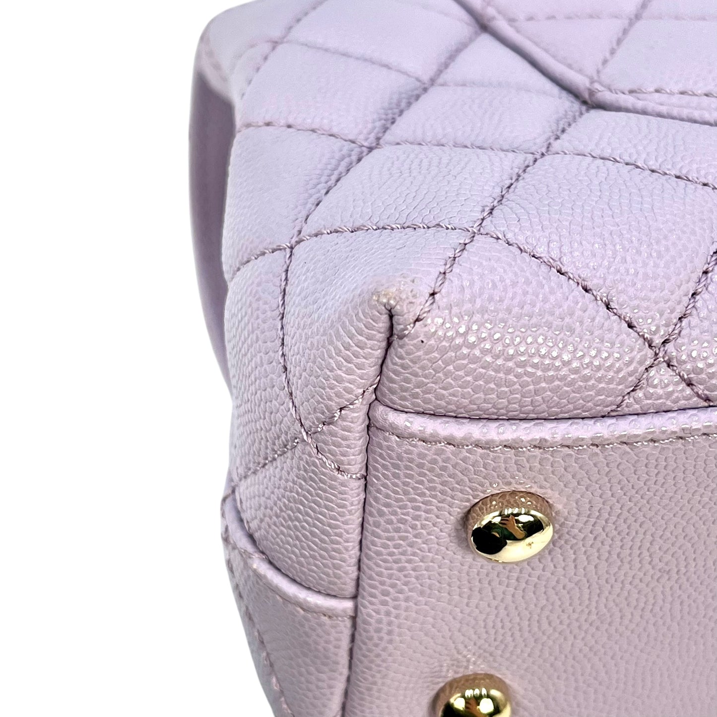 CHANEL Matelasse Caviar Leather Coco Handle Chain Shoulder Bag - Purple 