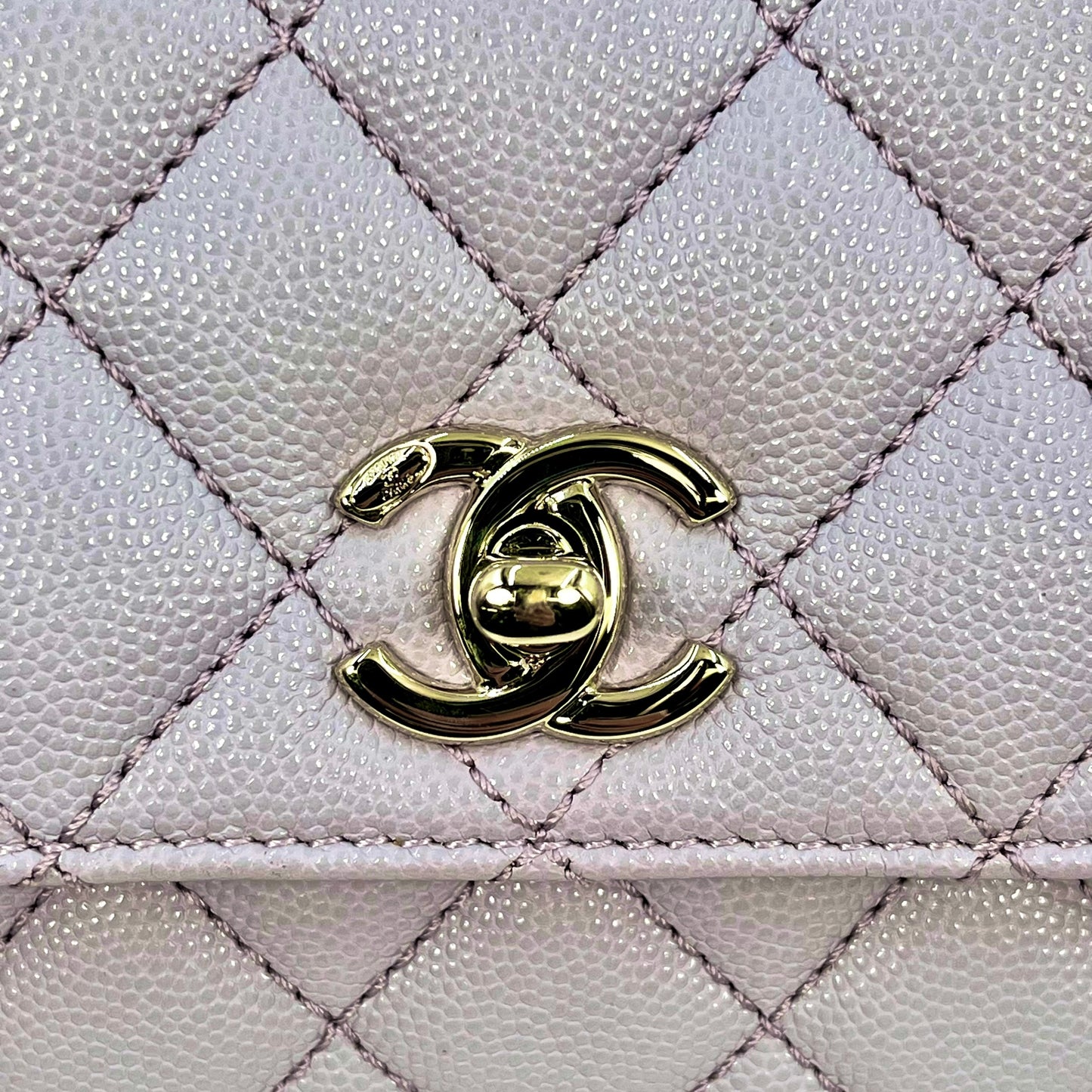 CHANEL Matelasse Caviar Leather Coco Handle Chain Shoulder Bag - Purple 