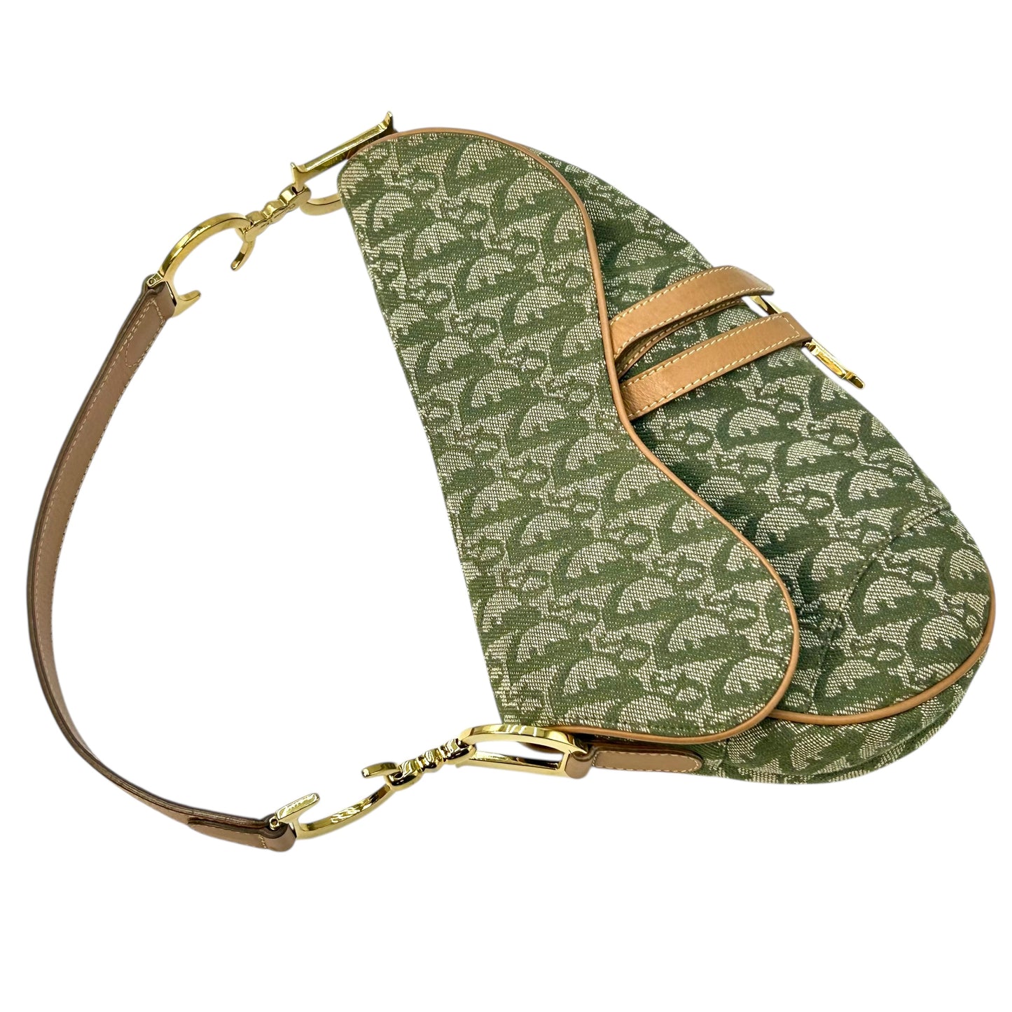 Dior サドル トロッター キャンバス ハンドバッグ ショルダーバッグ - カーキ × ベージュ