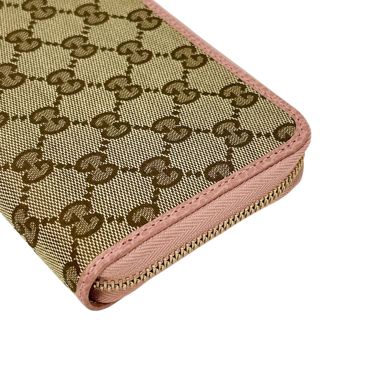GUCCI GG Canvas Zip Around Long Wallet - Beige 