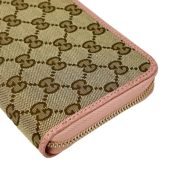 GUCCI GG Canvas Zip Around Long Wallet - Beige 