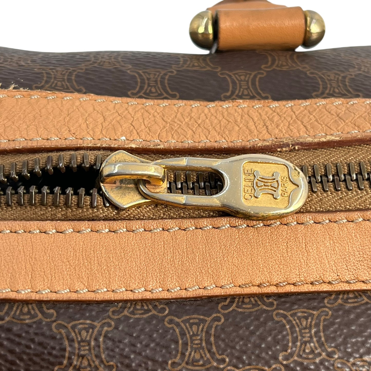 CELINE Macadam Boston Canvas Handbag - Brown 