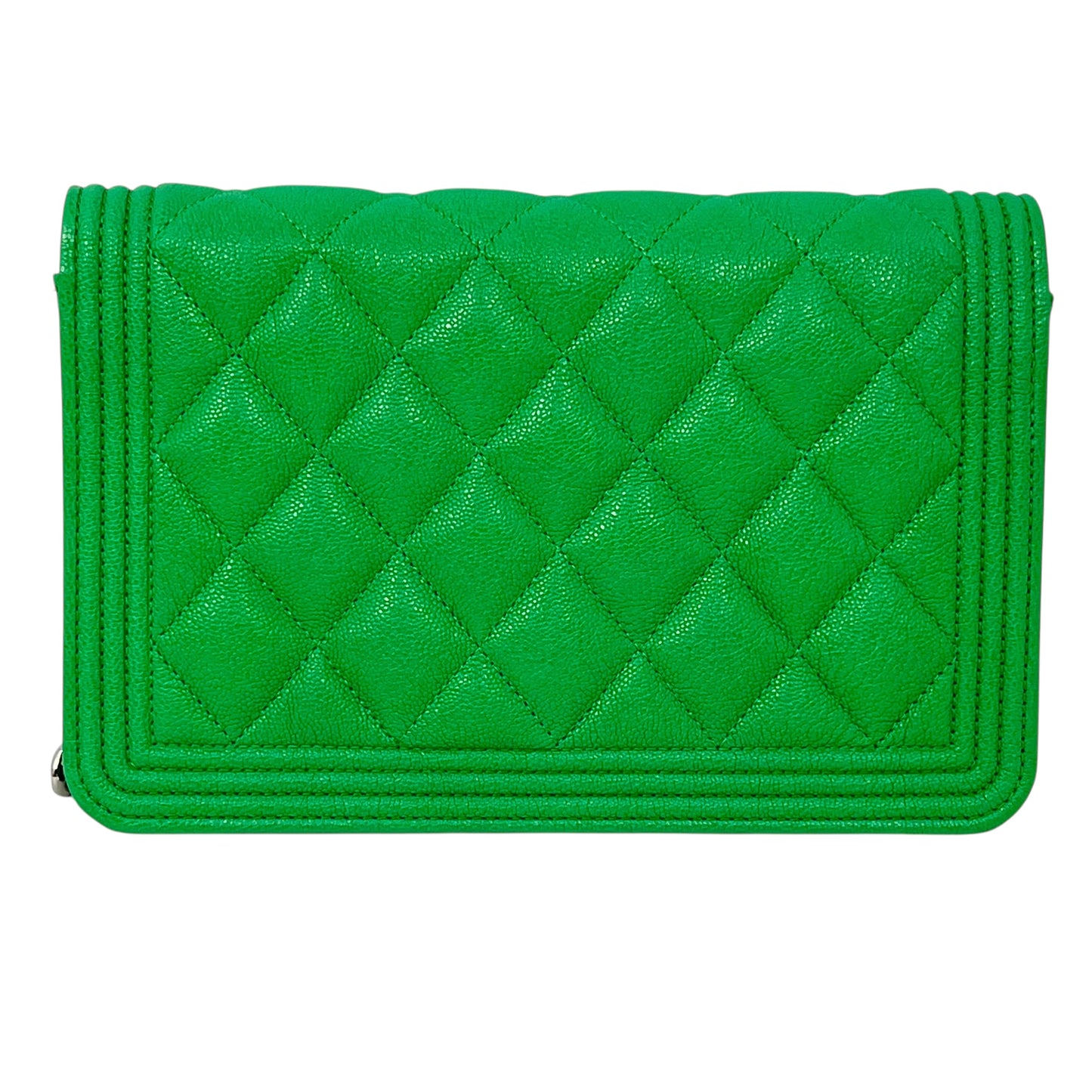CHANEL Boy Chanel Caviar Leather Chain Wallet Shoulder Bag - Green 