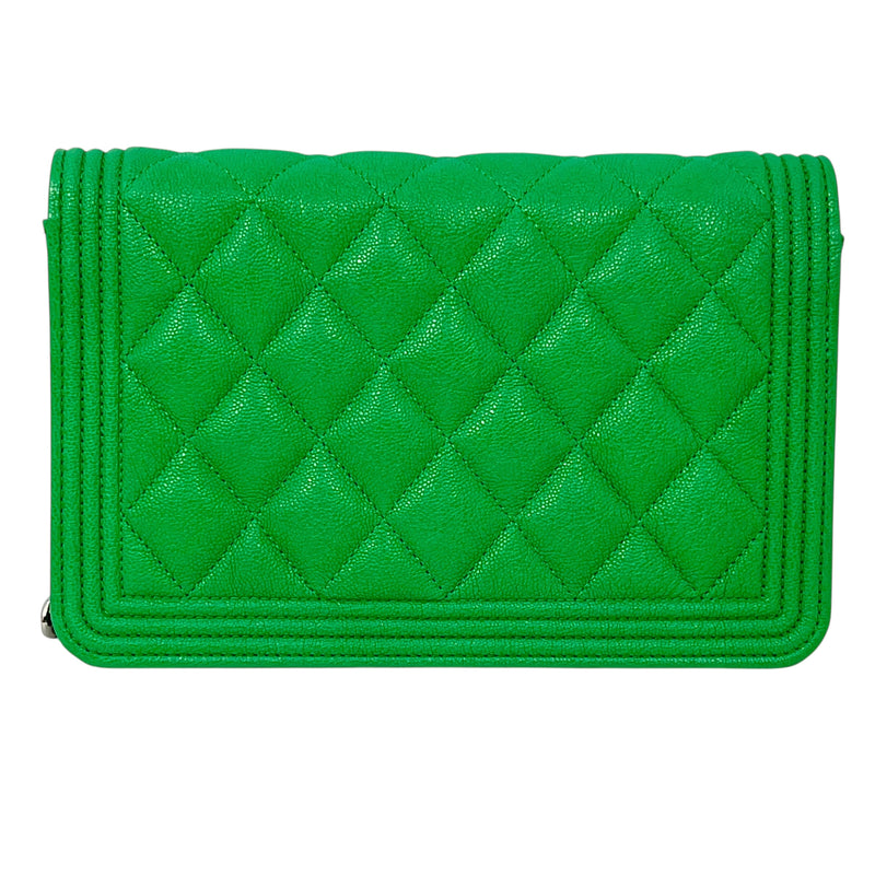 CHANEL Boy Chanel Caviar Leather Chain Wallet Shoulder Bag - Green 
