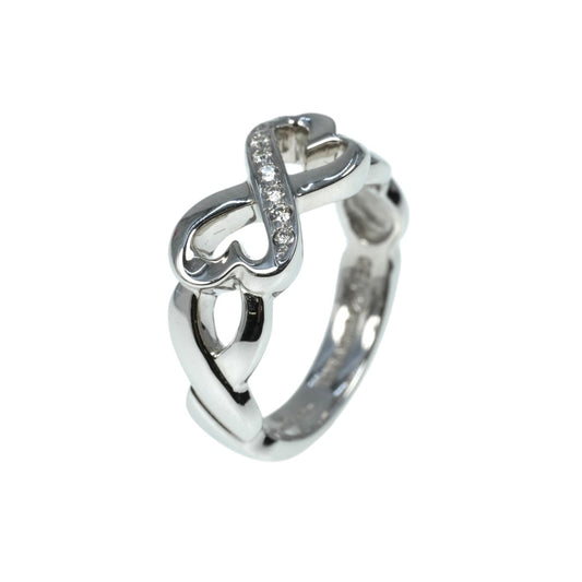Tiffany &amp; Co Double Loving Heart Diamond Ring Jewelry - 18K White Gold 