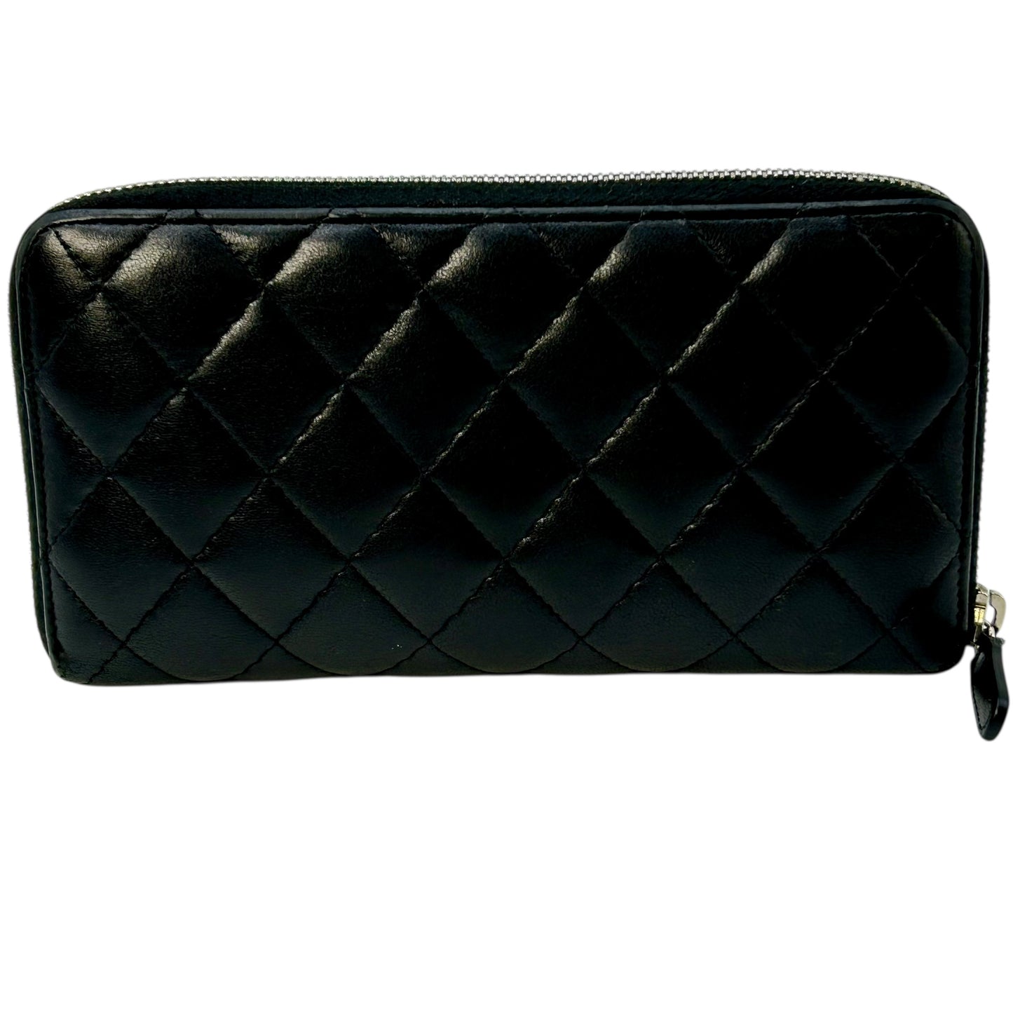 CHANEL Cambon Line Lambskin Long Wallet - Black 