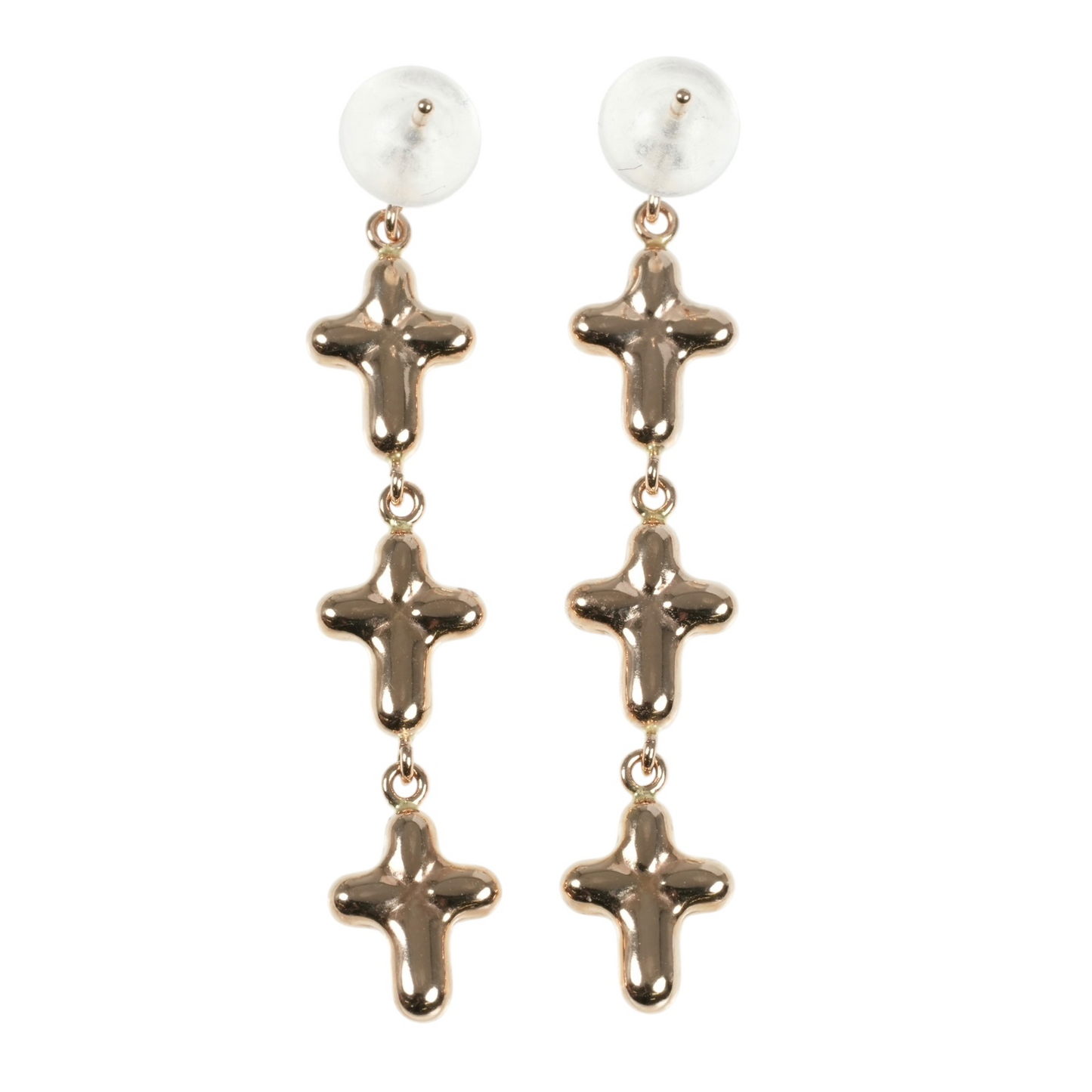 Triple Cross Earrings - 18KPG - 06846 