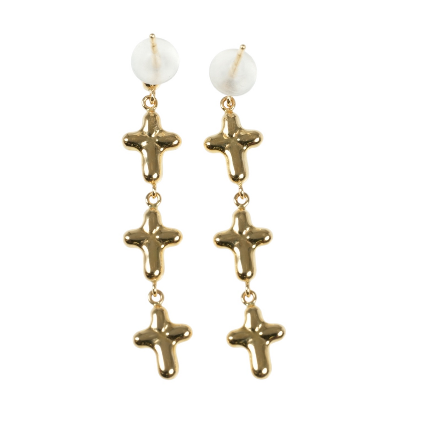 Triple Cross Earrings - 18KYG - 06679