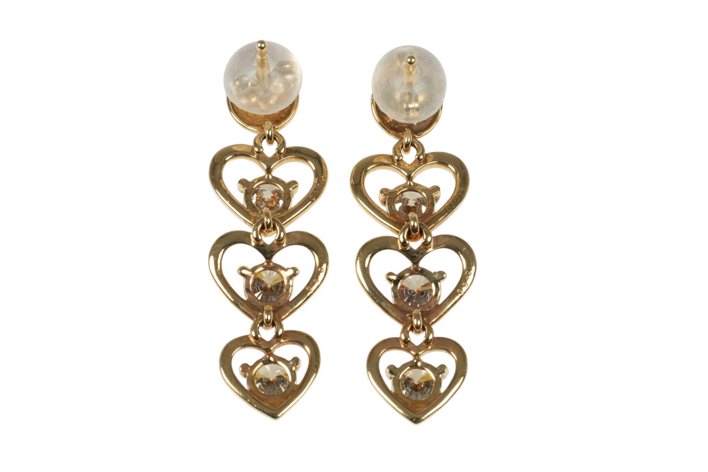 Triple Heart Diamond 1.000cts Earrings - 18KYG - 06683 
