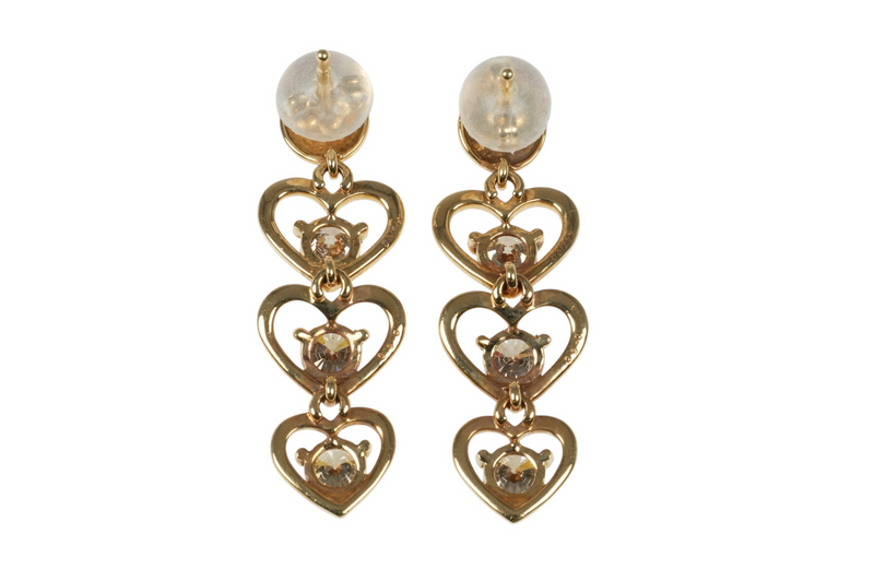 Triple Heart Diamond 1.000cts Earrings - 18KYG - 06683 