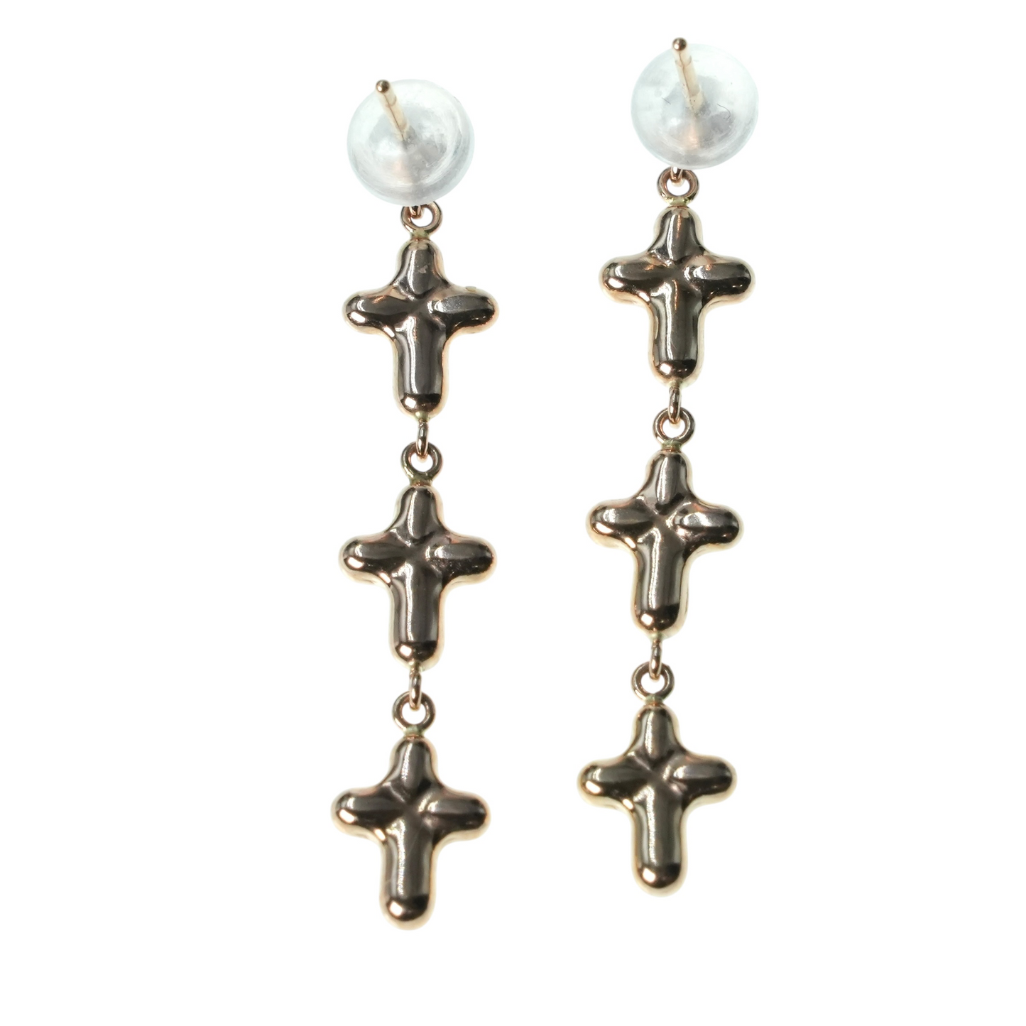 Triple Cross Earrings - 18KPG - 06845 