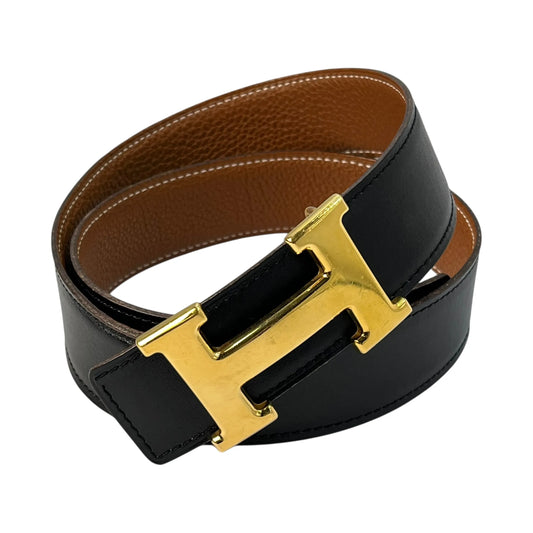 Hermès コンスタンス レザー ベルト □H刻印（2004年製）- ブラック × ブラウン