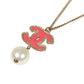 CHANEL CC ロゴ フェイクパール ネックレス - ピンク - メタル