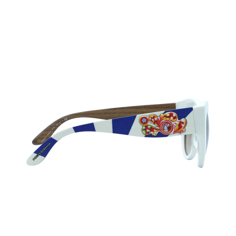 DOLCE &amp; GABBANA White Frame Sunglasses - Multicolor - 35023 