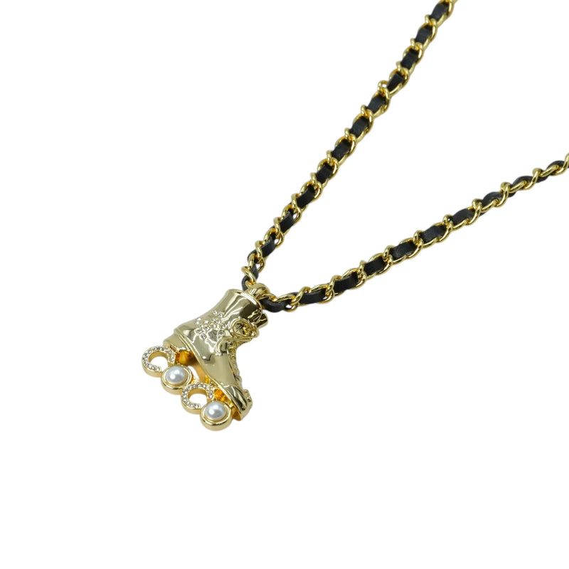 CHANEL パール クリスタル ローラースケート ネックレス - GP