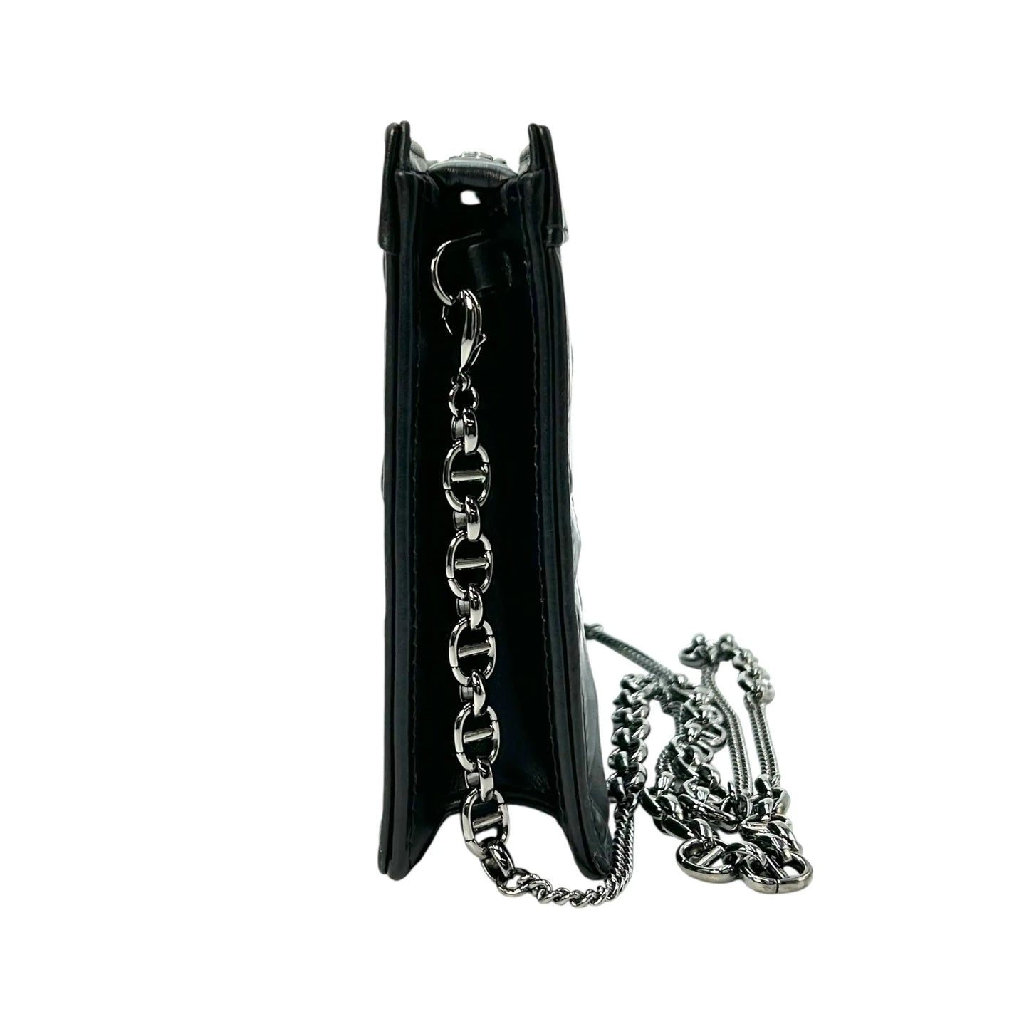 Dior Caro Chain Pouch Cannage Calfskin Chain Wallet Shoulder Bag - Black 