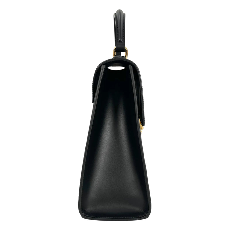 GUCCI Guccissima Padlock Top Handle Leather Hand Bag - Black 