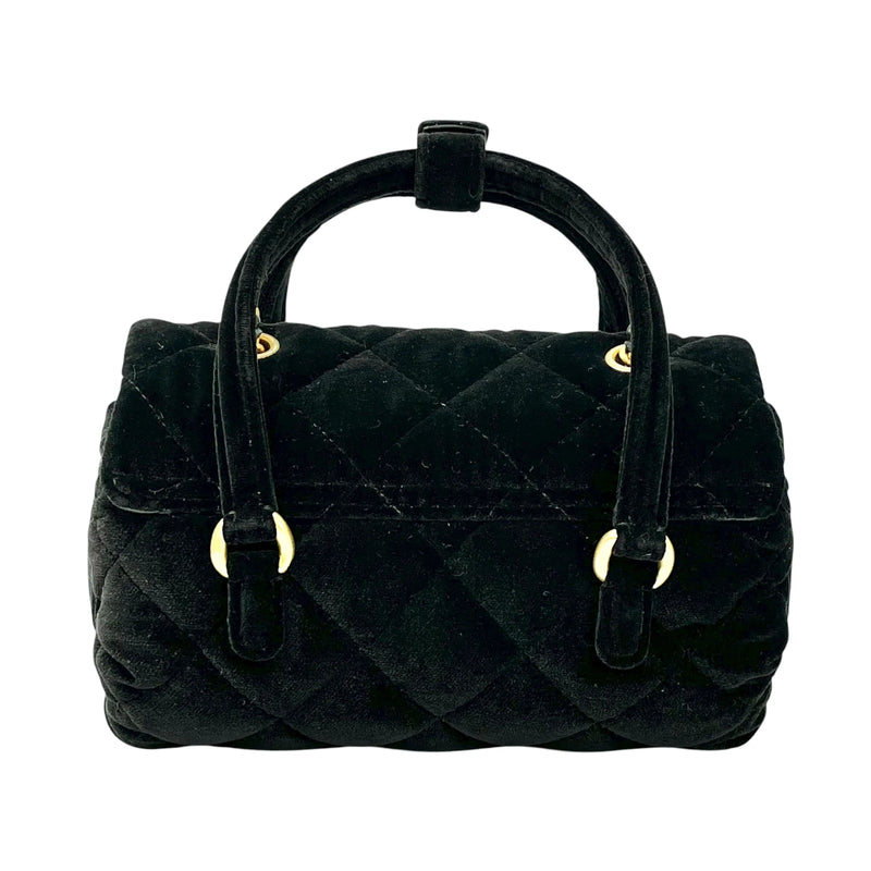 CHANEL Matelasse Boston Velvet Mini Shoulder Bag - Black 