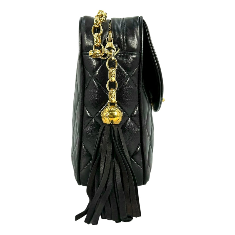 CHANEL Matelasse Tassel Chain Shoulder Bag - Black 