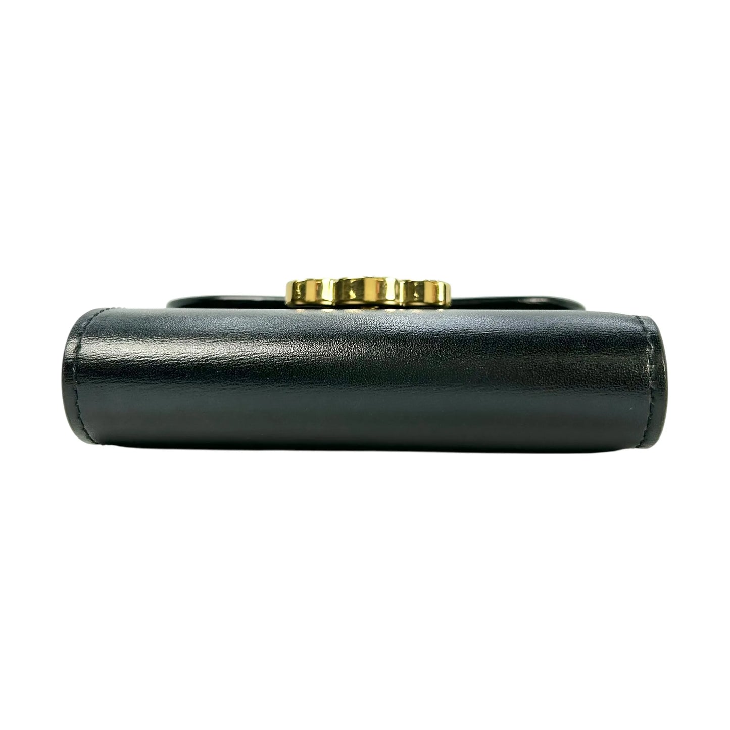 CELINE Triomphe Calfskin Compact Wallet - Black 