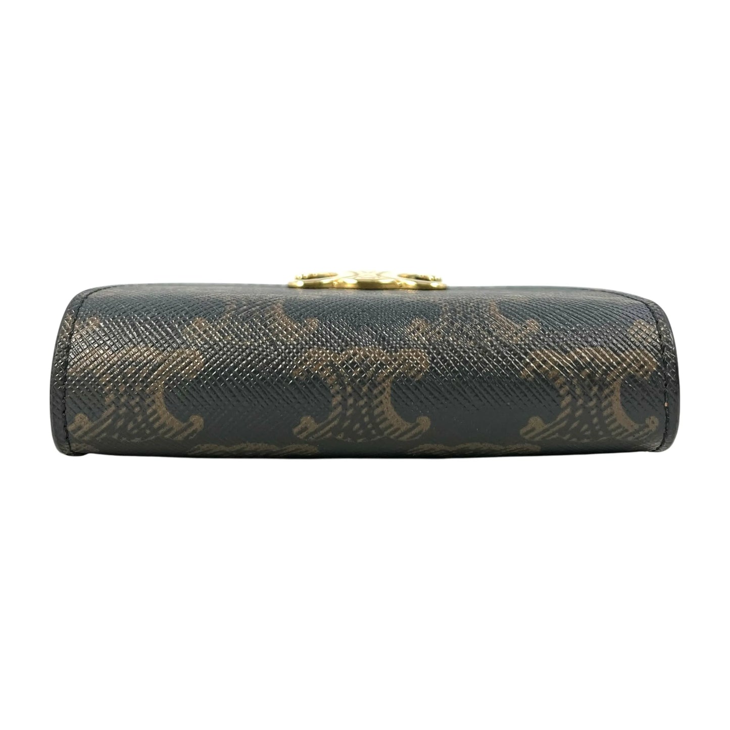 CELINE Triomphe Canvas Compact Wallet - Dark Brown 