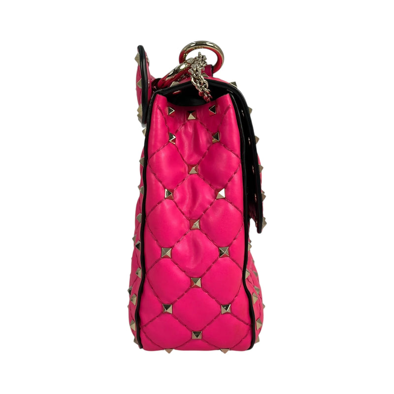 Valentino ガラヴァーニ ミディアム ロックスタッズ スパイク ショルダーバッグ ハンドバッグ - ピンク