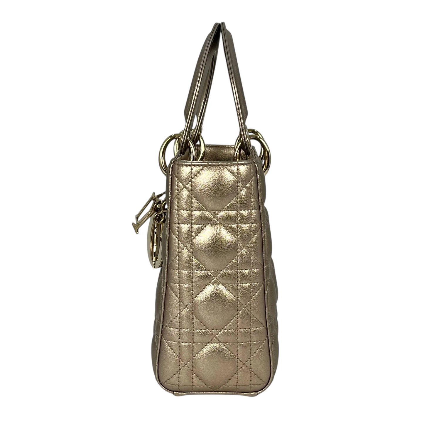 Christian Dior Lady Dior Cannage Calfskin Handbag/Shoulder Bag - Gold