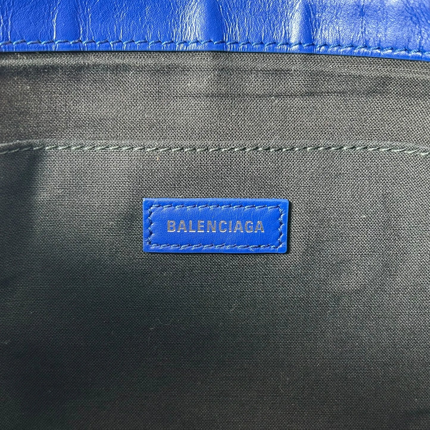 BALENCIAGA Canvas Clutch Bag - Cream and Blue 