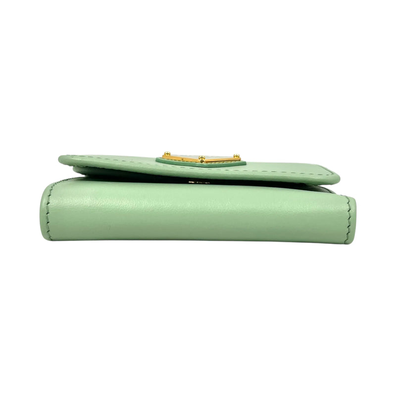 PRADA Saffiano Leather Tri-fold Compact Wallet - Green 