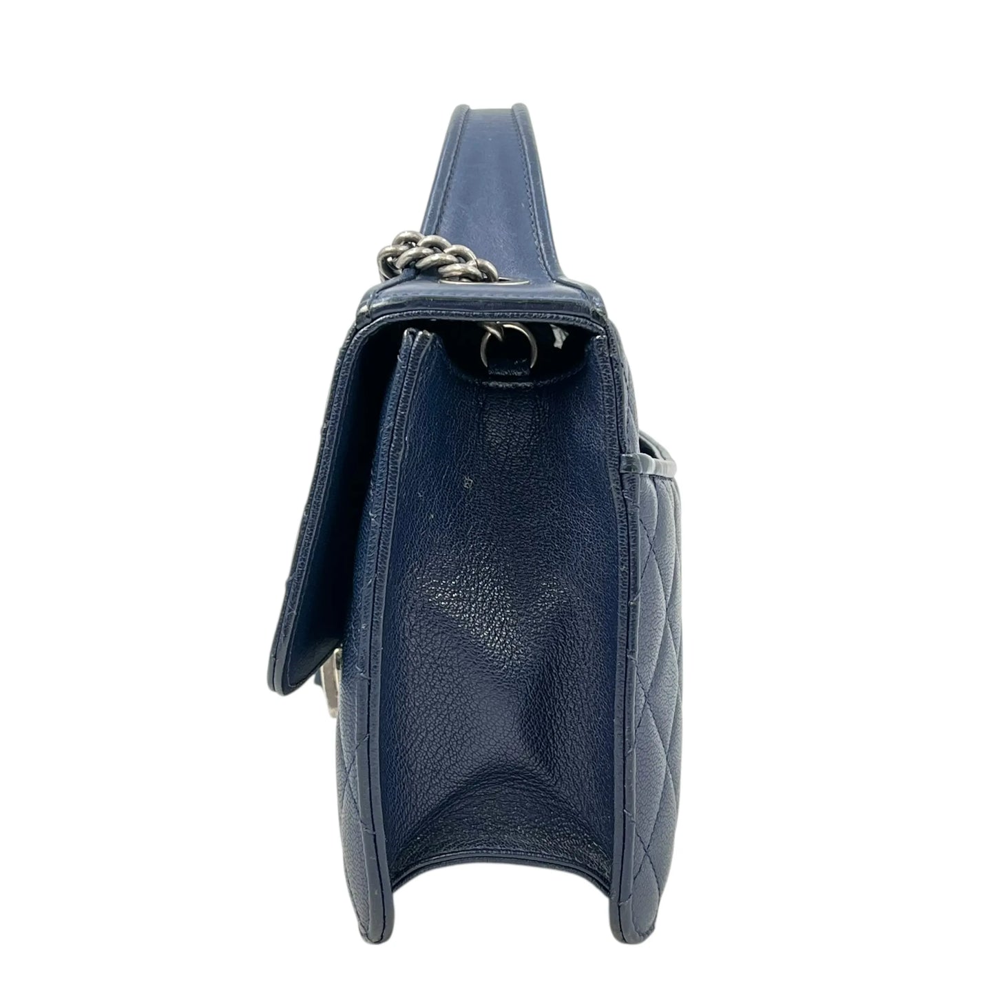 CHANEL CC University Matelasse Goatskin Chain Shoulder Bag - Navy 