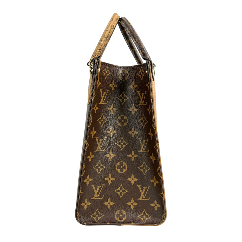 Louis Vuitton On the Go MM Monogram Giant Canvas Tote Bag - Brown