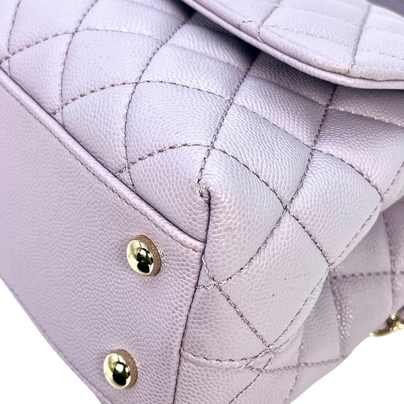 CHANEL Matelasse Caviar Leather Coco Handle Chain Shoulder Bag - Purple 