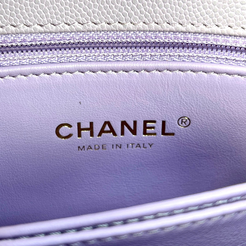 CHANEL Matelasse Caviar Leather Coco Handle Chain Shoulder Bag - Purple 