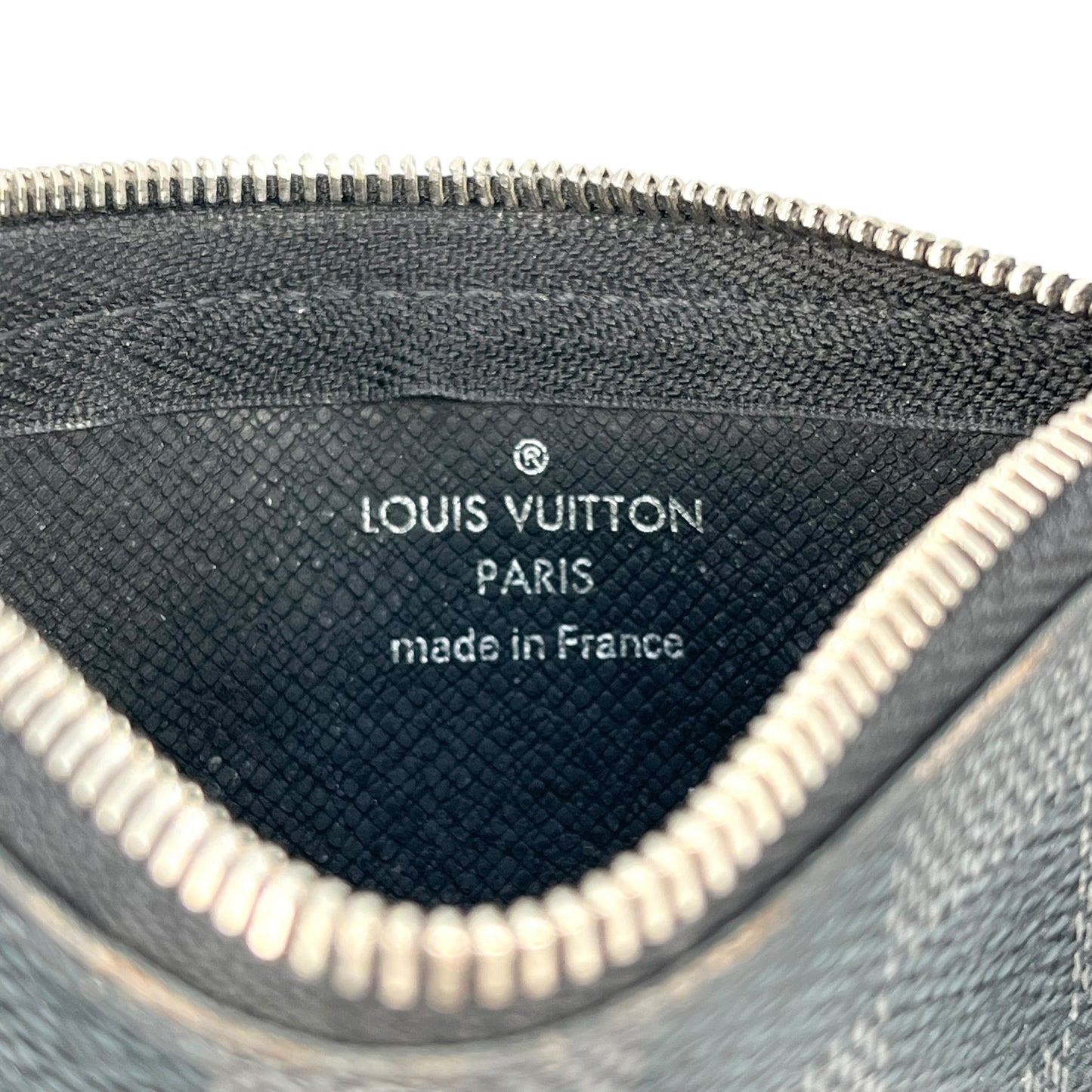 Louis Vuitton Damier Graphite Pochette Clé Coin Case with Key Ring - Black 