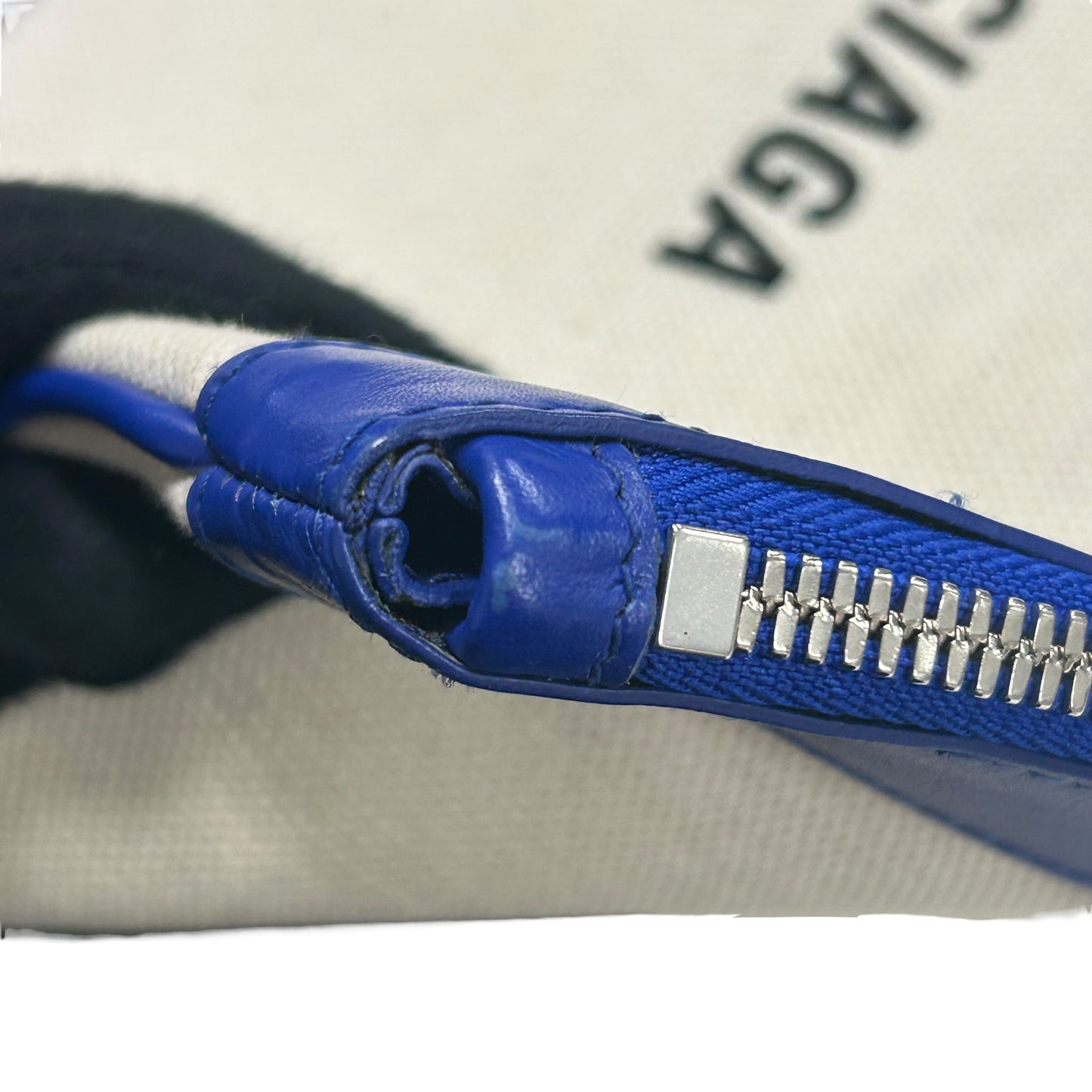 BALENCIAGA Canvas Clutch Bag - Cream and Blue 