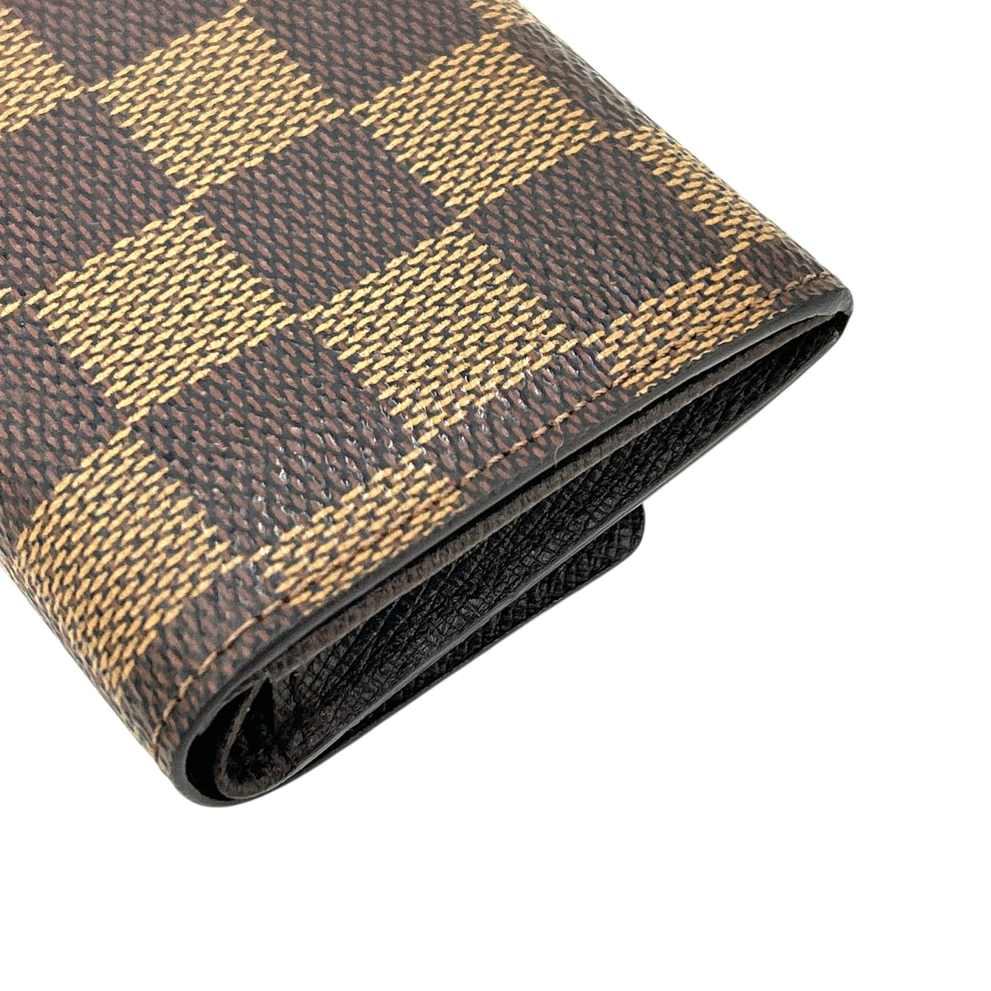 Louis Vuitton Damier Porte Monnaie Plat Bi-fold Compact Wallet - Dark Brown 