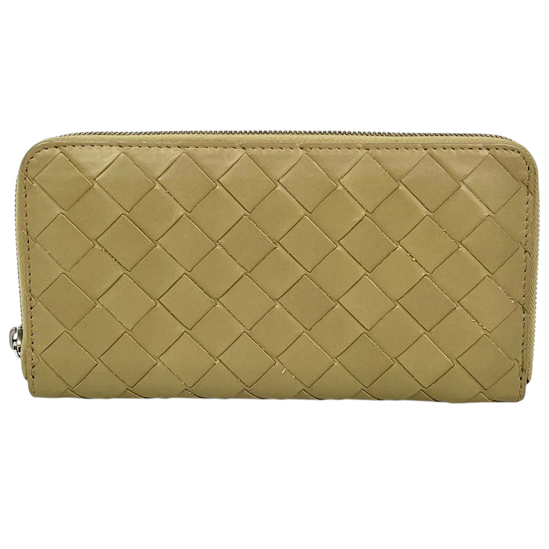 Bottega Veneta Maxi Intrecciato Zip Around Long Wallet - Beige 