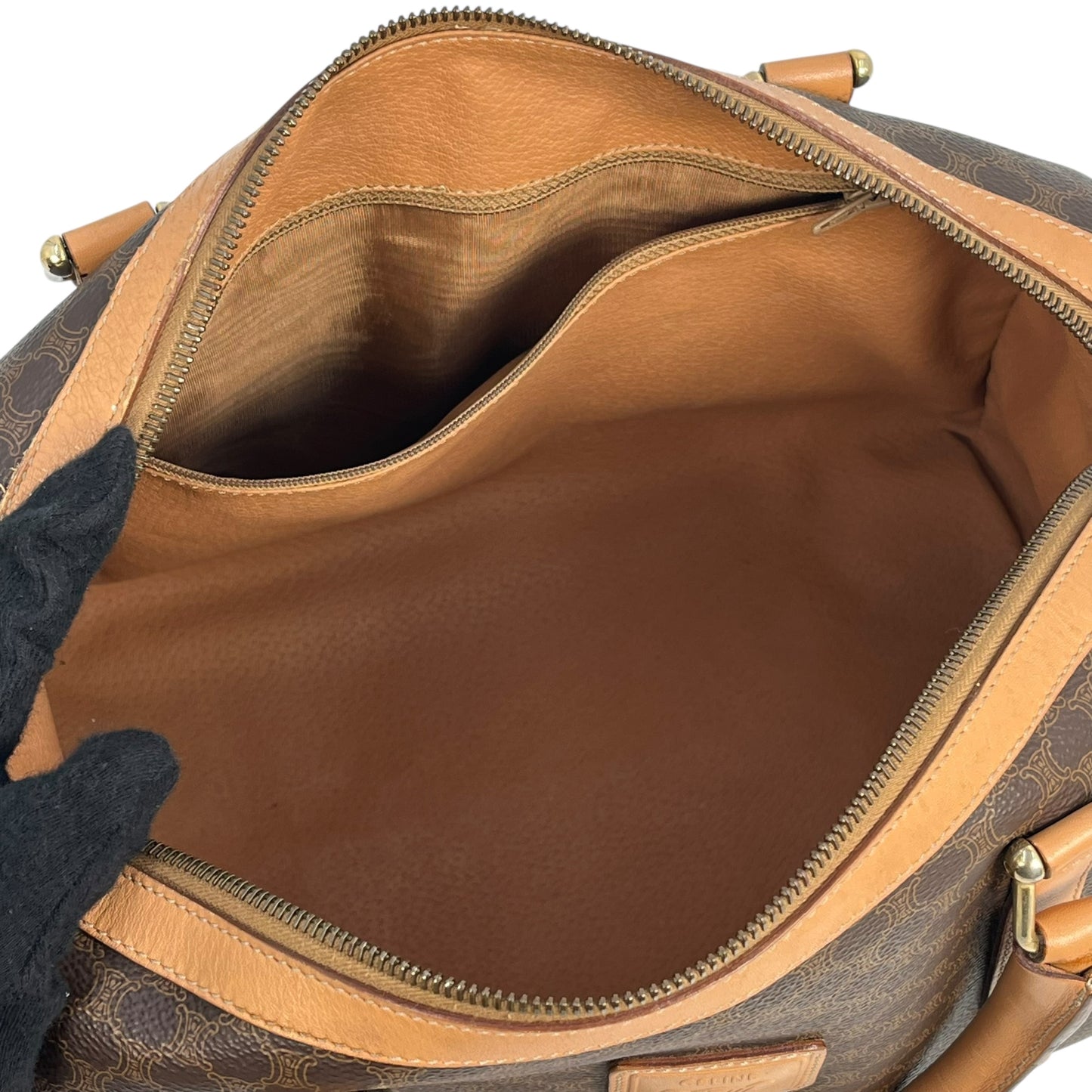 CELINE Macadam Boston Canvas Handbag - Brown 