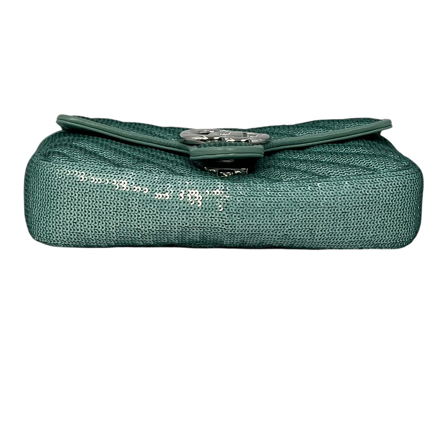 GUCCI GG Marmont Mini Sequin Shoulder Bag - Mint Green 