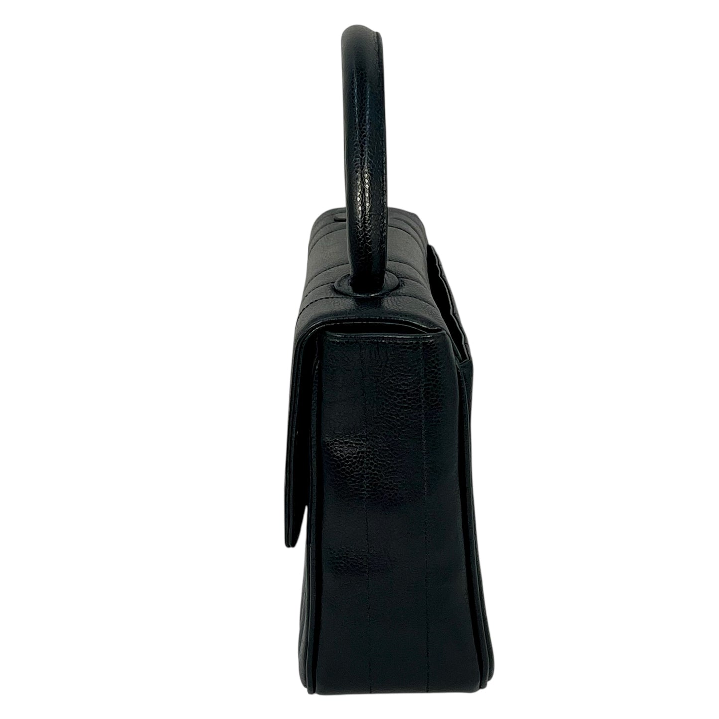 CHANEL マドモアゼル キャビアスキン ハンドバッグ - ブラック