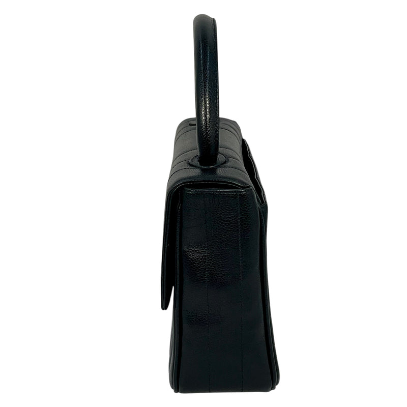 CHANEL マドモアゼル キャビアスキン ハンドバッグ - ブラック