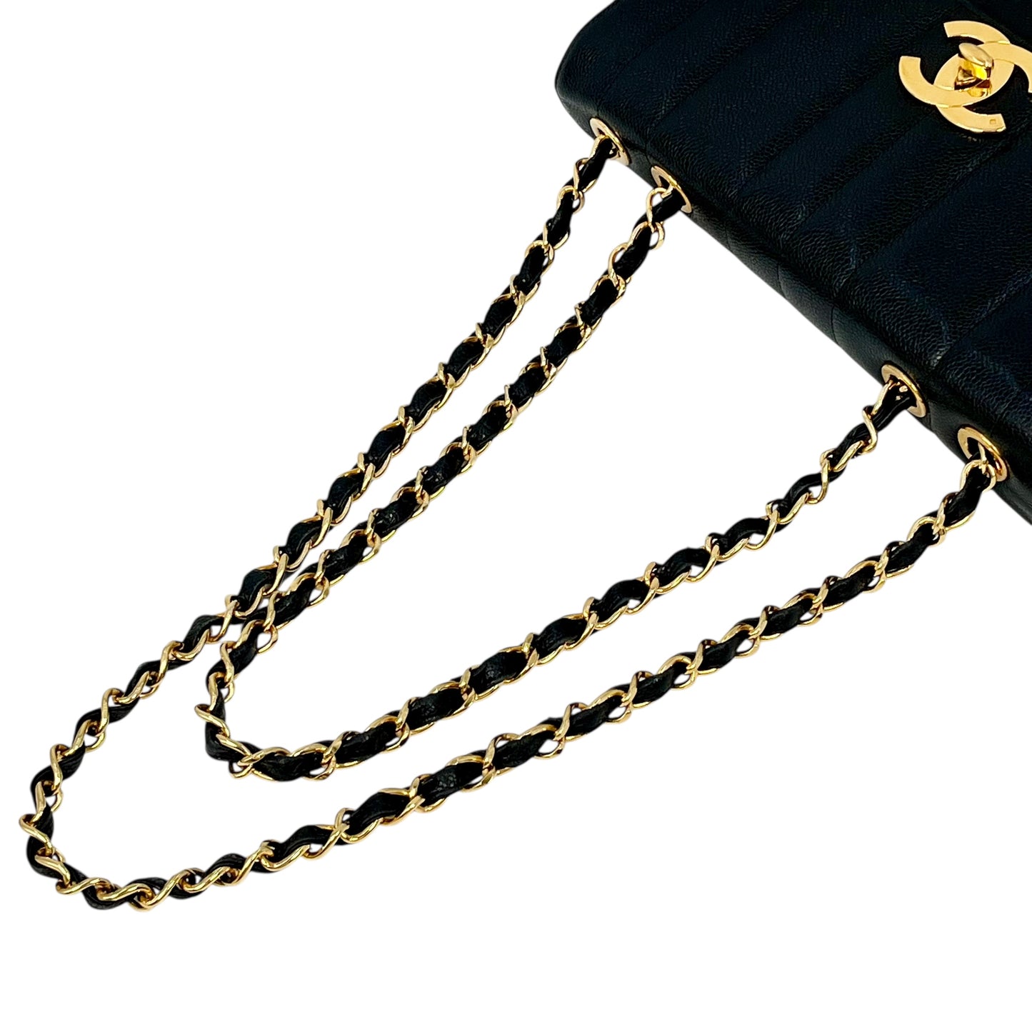 CHANEL マドモアゼル キャビアスキン チェーンショルダーバッグ - ブラック