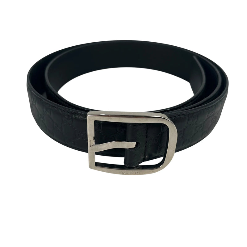 GUCCI Micro Guccissima Leather Belt - Black 31984 
