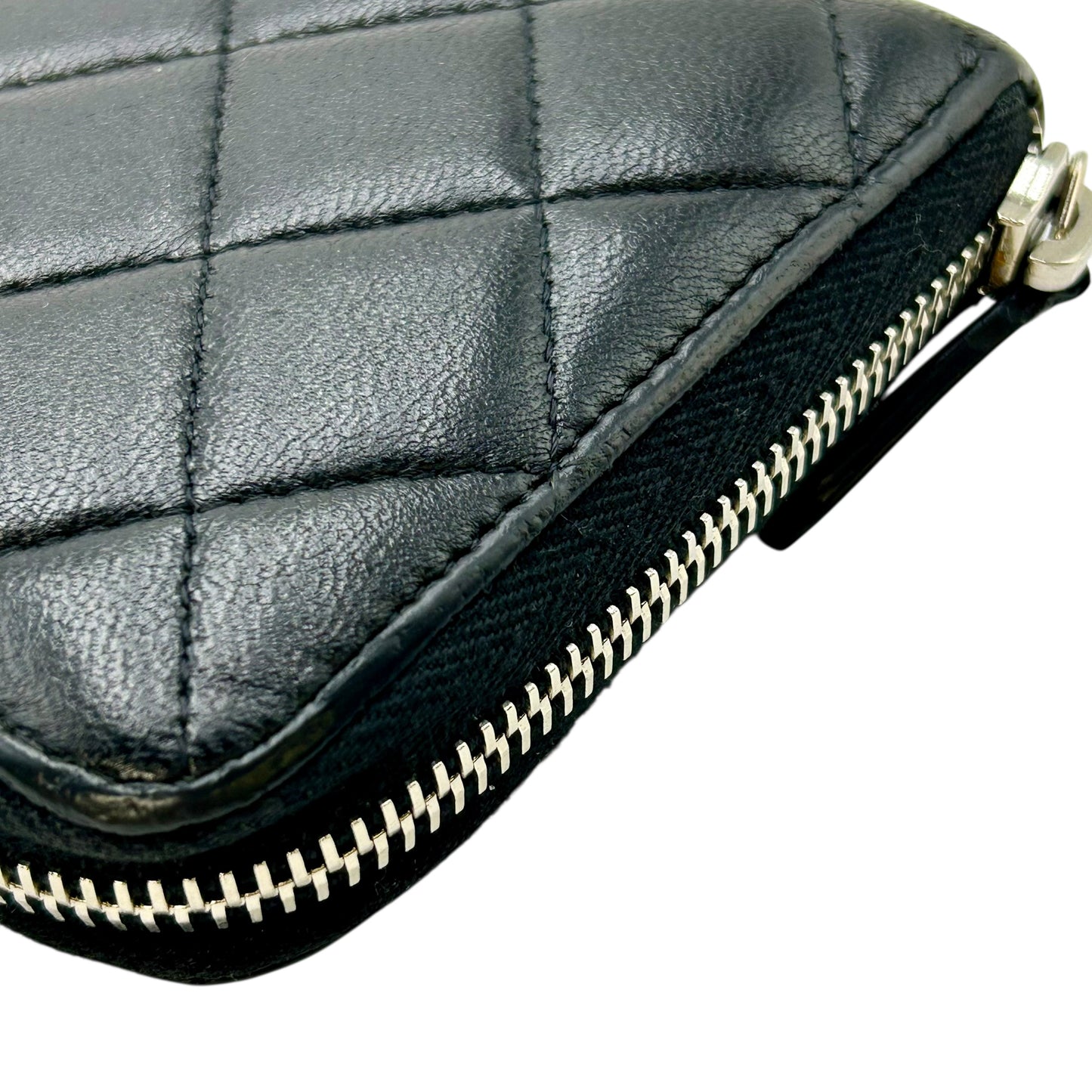 CHANEL Cambon Line Lambskin Long Wallet - Black 