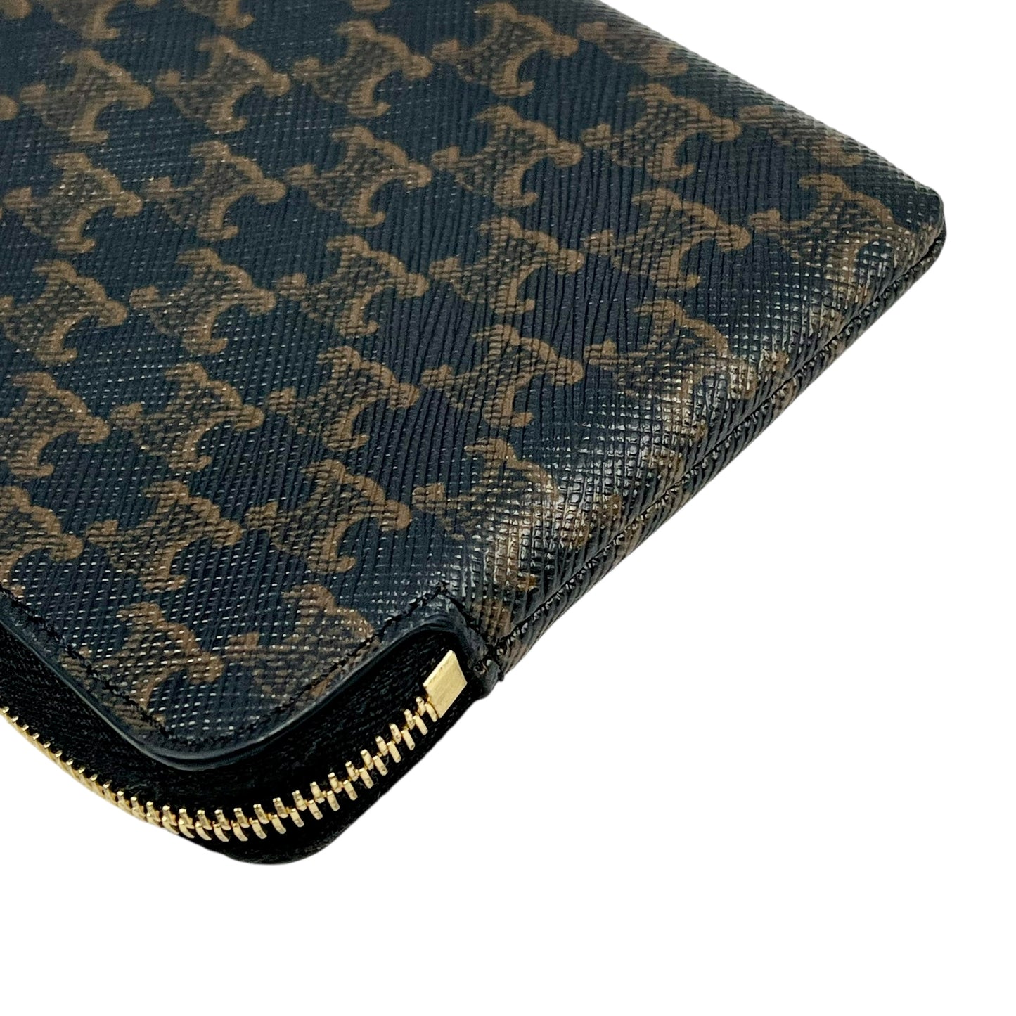 CELINE Triomphe Logo Coin Case &amp; Key Case - Dark Brown 