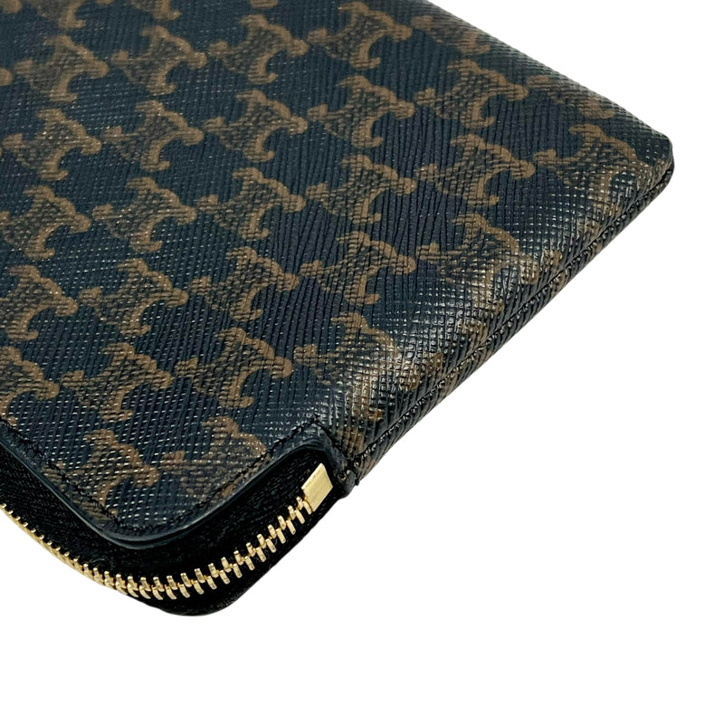 CELINE Triomphe Logo Coin Case &amp; Key Case - Dark Brown 