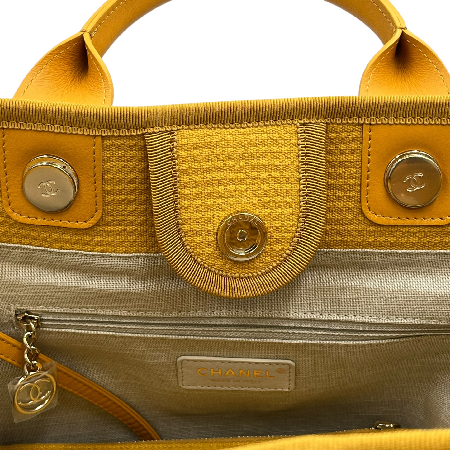 CHANEL ドーヴィル キャンバス トートバッグ - イエロー