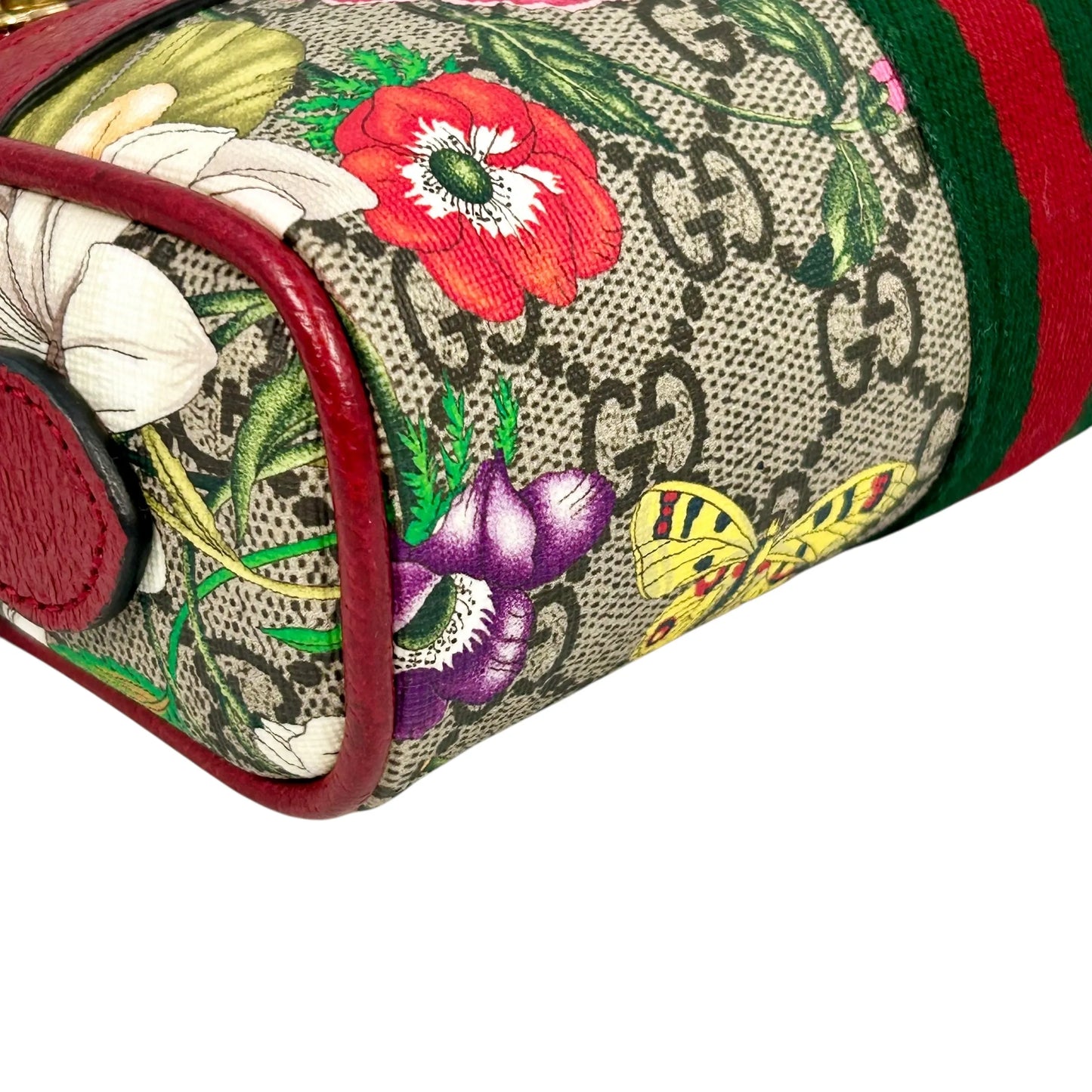 GUCCI GG Flora Ophidia Shoulder Bag - Red 