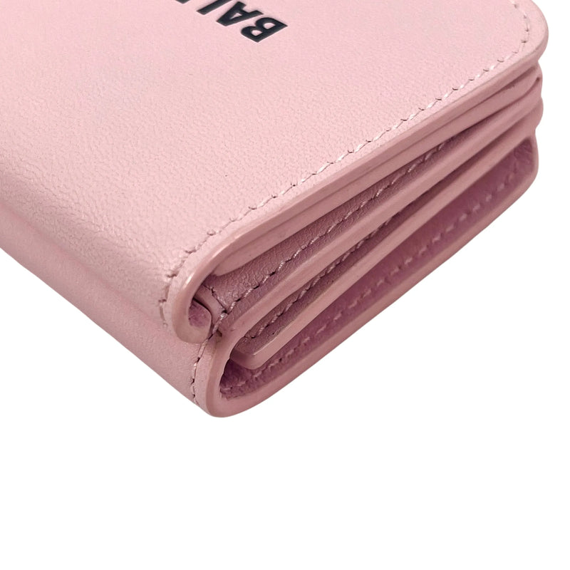 BALENCIAGA Cash Mini Leather Tri-fold Compact Wallet - Pink